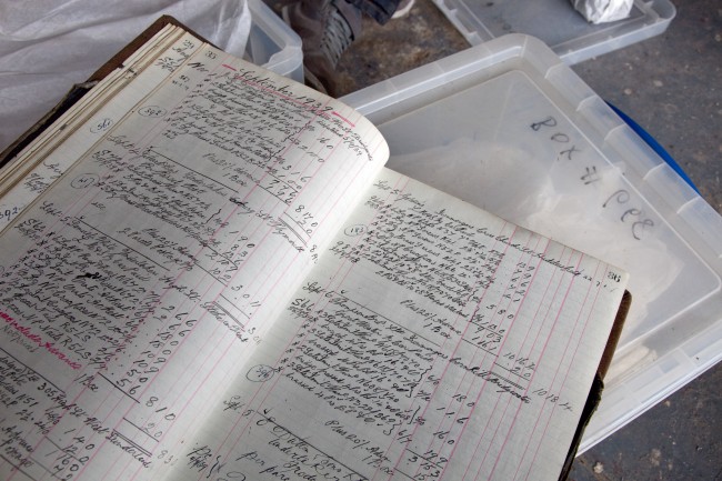 Bound ledger dating from WWII: Photo: Jane Baker