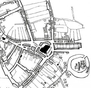 This map illustrates the early town that Peter founded. Notice the original triangular shape with four of Birmingham’s earliest roads branching from it: High Street, Edgbaston Street, Molle Street, soon to become Moor Street and Park Street, also at one stage called Little Park Street. (Source: Birmingham: The Building of a City by Joseph McKenna, pg 17).