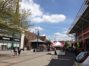 Edgbaston Street today looking towards St Martin’s Church.